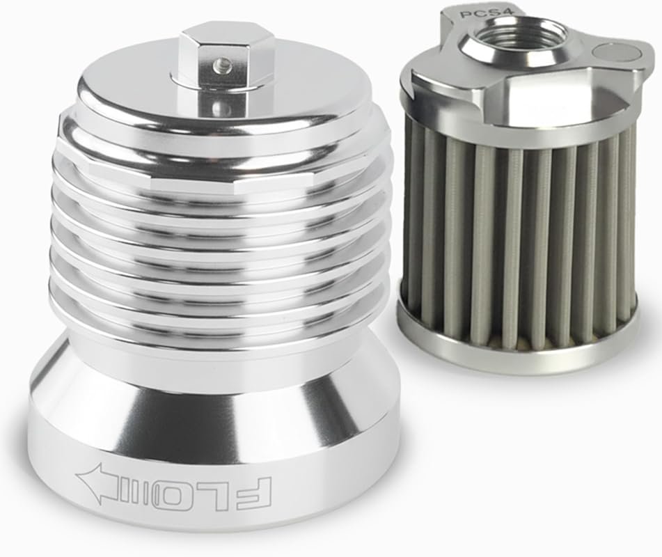 PC Racing FLO Reusable High-Flow Spin-On Oil Filter PCS4C, Polished Al