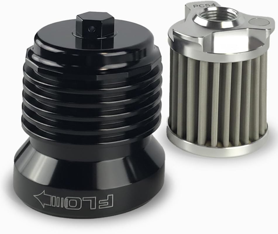 PC Racing FLO Reusable High-Flow Spin-On Oil Filter PCS4B, Black Anodi