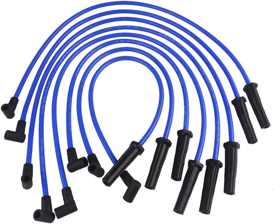 JDMON High Performance 10.5mm Blue Spark Plug Ignition Wire Set for Fo