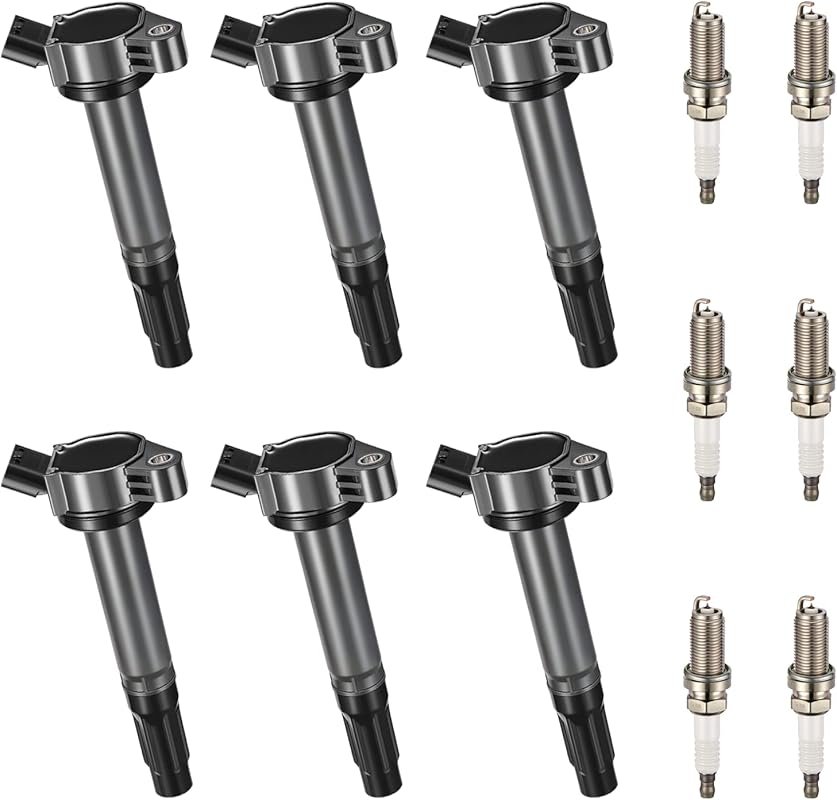 BDFHYK UF487 Ignition Coils & 6619 Iridium Spark Plugs (Set of 6) for