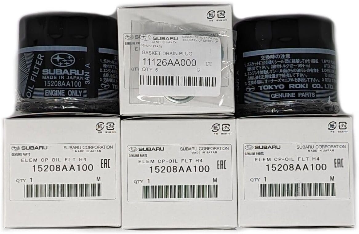 Genuine Subaru 6-Pack Engine Oil Filter & Crush Gasket Kit for Legacy,