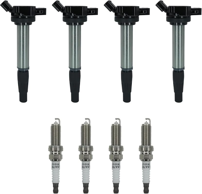 Marsram Ignition Coil Pack UF596 & Double Iridium Spark Plugs Kit for 