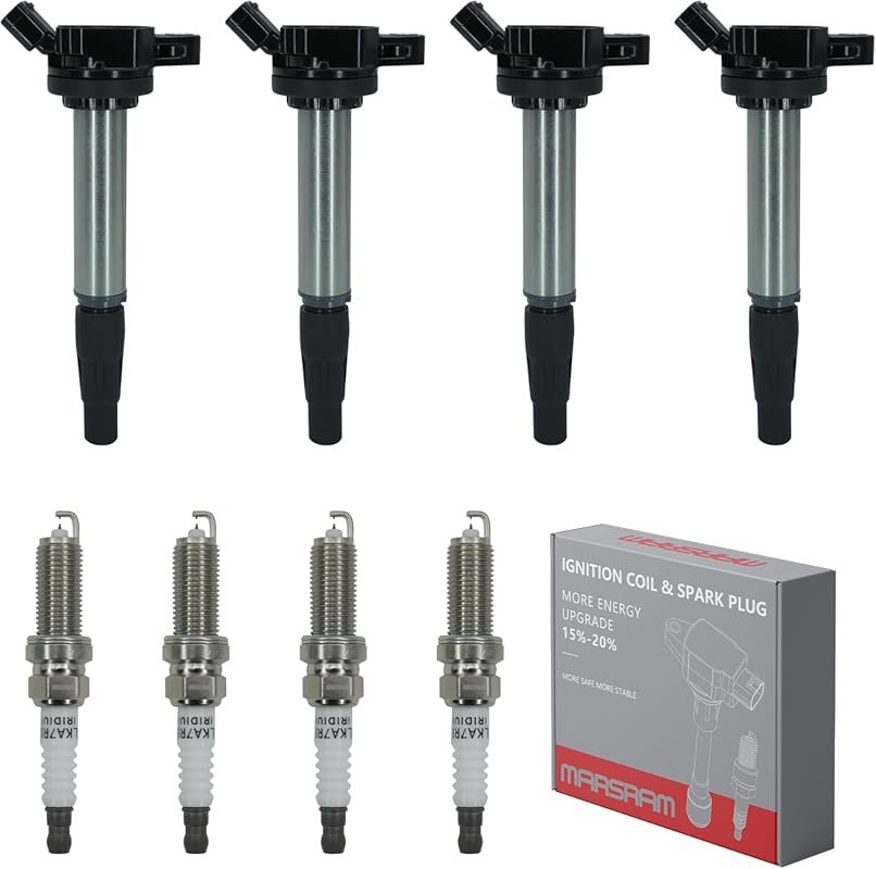 Marsram Ignition Coil Pack UF596 & Double Iridium Spark Plug Set 4912 
