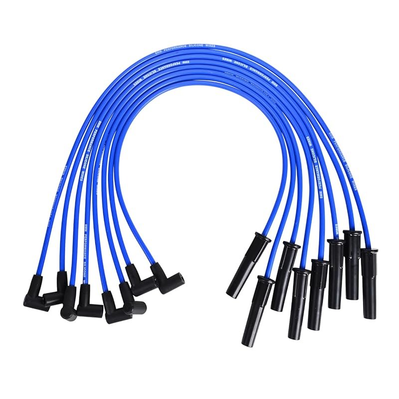 RLP 8.0mm Blue Silicone Spark Plug Wires Set (8-Pack) for Ford FE and 