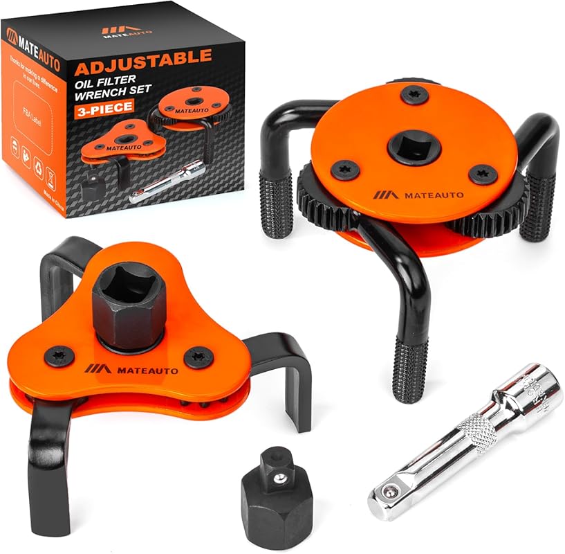 Universal 3-Jaw Adjustable Oil Filter Wrench, 2.5