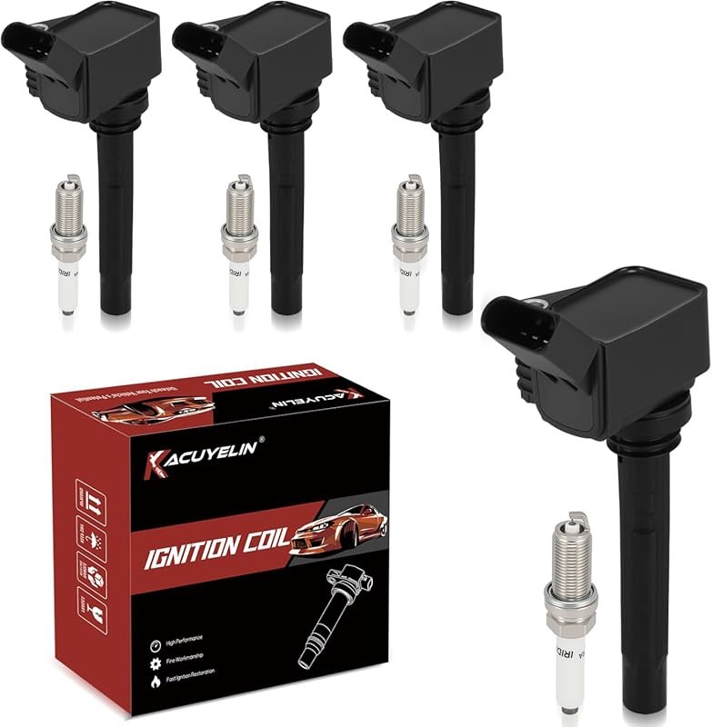 UF716 Ignition Coil Pack & Iridium-Platinum Spark Plugs (4 PC) for Aud
