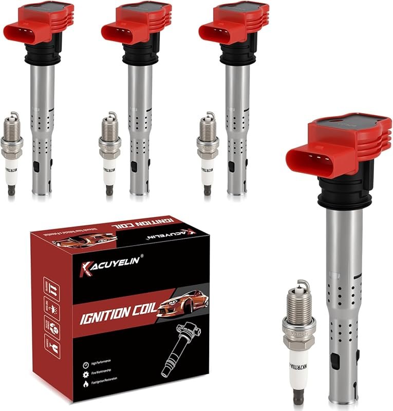 UF529 Ignition Coil Pack & Double Iridium Spark Plugs (4-Pack) for Aud