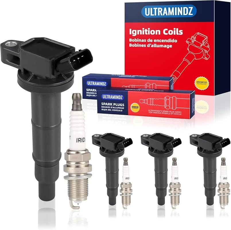 Ignition Coil & Spark Plug Set for Toyota, Pontiac, Scion, Lexus 2.4L 