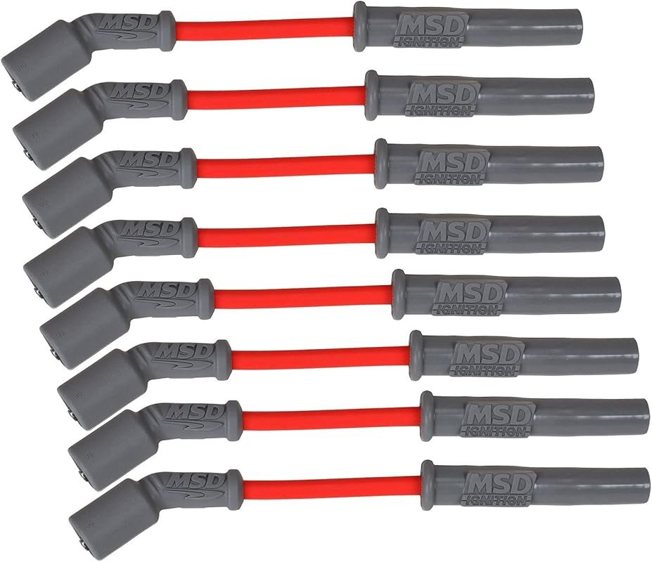 MSD 32819 Super Conductor Red Spark Plug Wire Set for High-Energy Spar