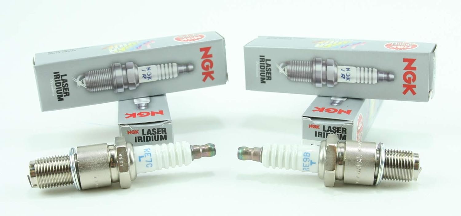 NGK Laser Iridium Racing Spark Plugs (2 RE7CL & 2 RE9BT) Compatible wi