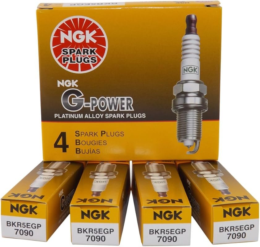 NGK 7090 BKR5EGP G-Power Spark Plugs 4-Pack for Reliable Engine Start 