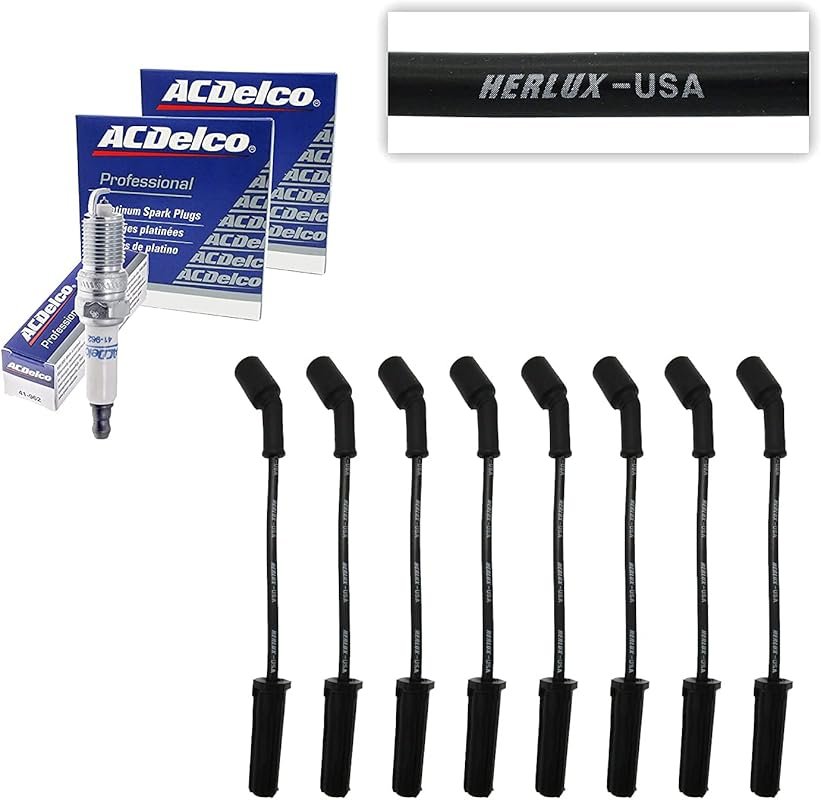 8 ACDelco OEM Spark Plugs 41-962 with 8 Herlux Wires for LS2 LS3 LS4 L