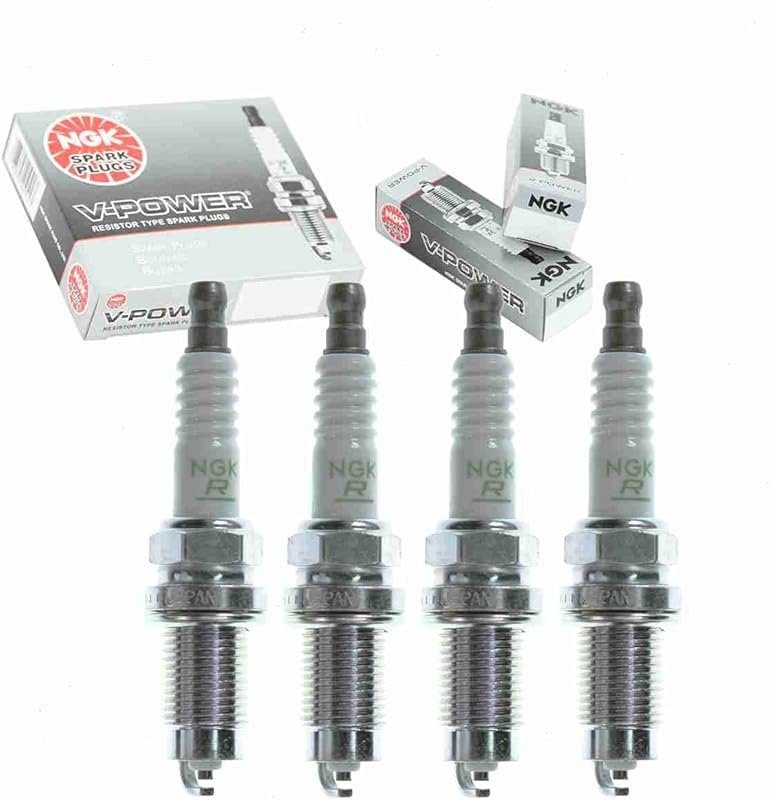 NGK V-Power Spark Plugs Set of 4 Compatible with Nissan D21 Pickup 2.4