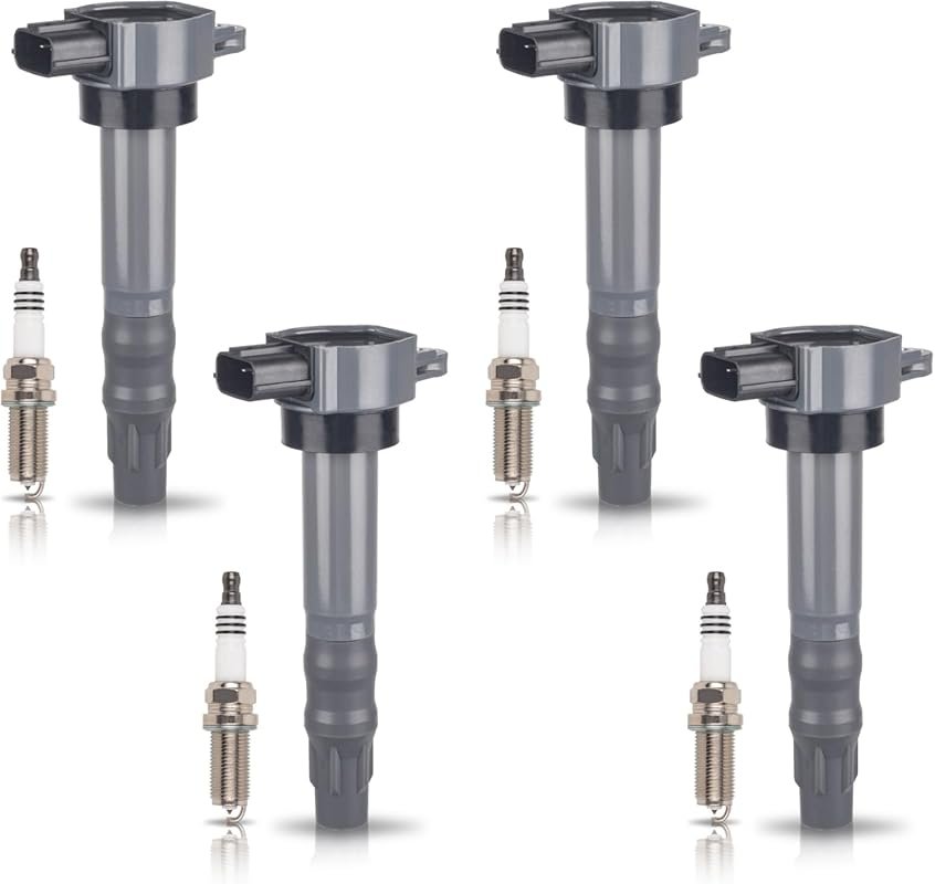 ENA Set of 4 Ignition Coils and Platinum Spark Plugs for 2004-2012 Mit