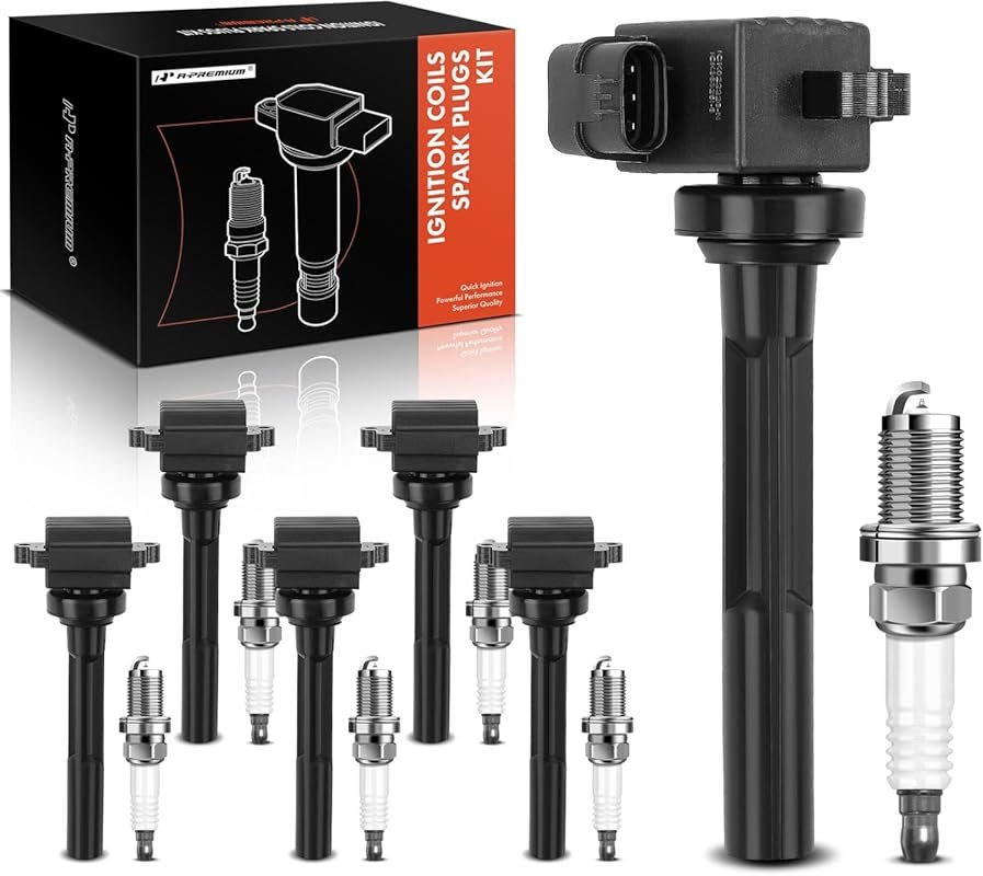 A-Premium 6-Piece Ignition Coil Pack with Iridium Spark Plugs for Hond