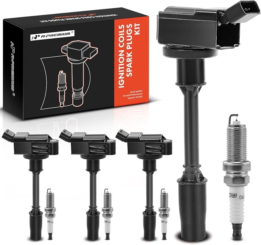 A-Premium 4 Ignition Coils and Iridium Spark Plugs Kit for Lexus GS200