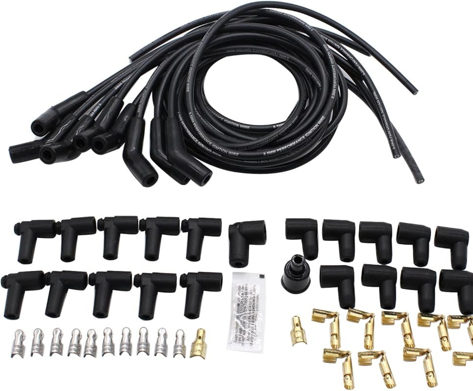 SHLPDFM 8.5mm Black Universal Spark Plug Wires, 135/45 Degree HEI, for