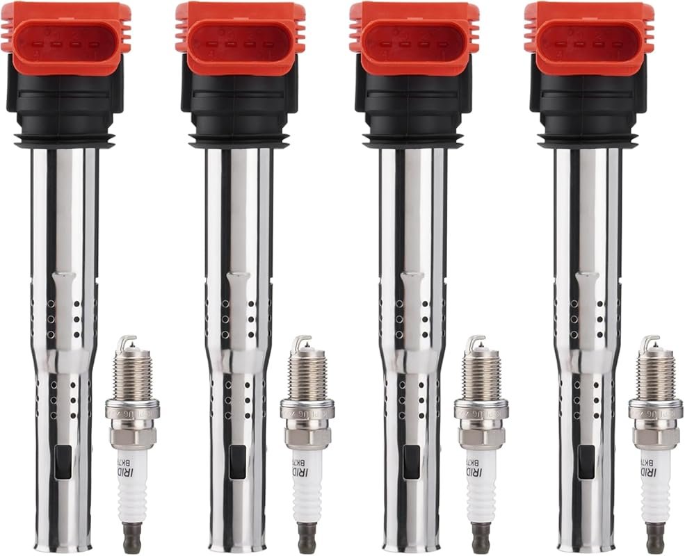 UF529 Ignition Coil Packs and Spark Plugs Set of 4 for 2005-2016 Audi 
