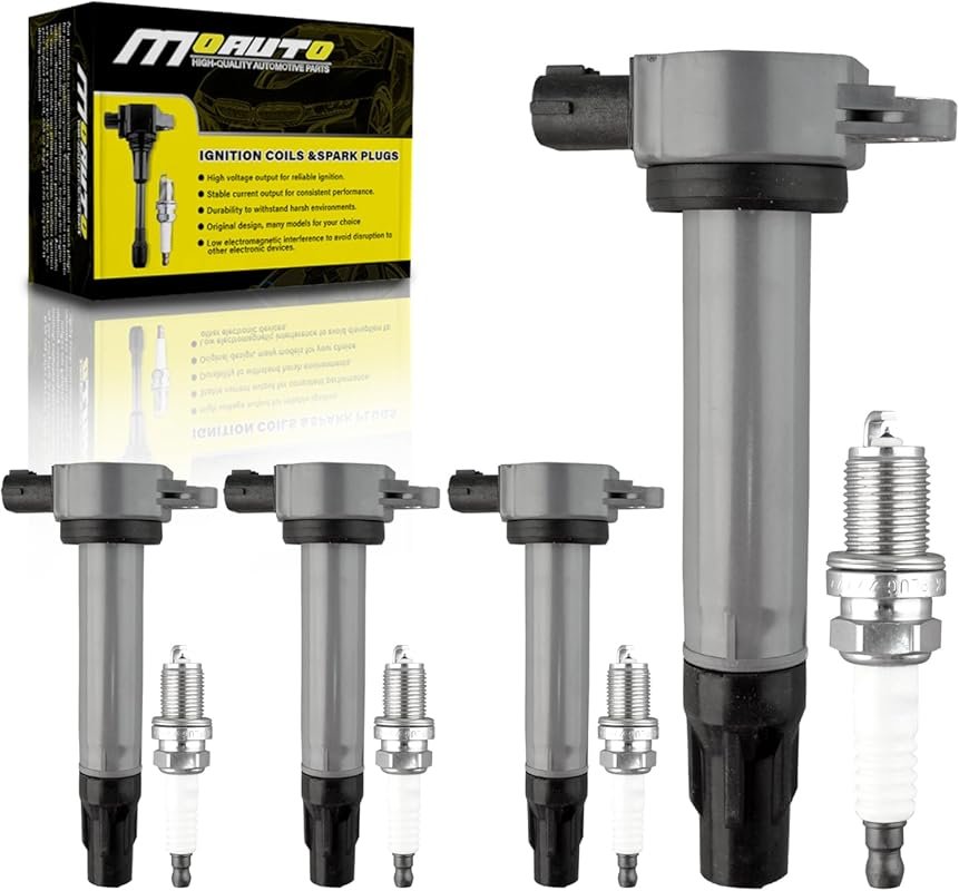 Set of 4 UF589 Ignition Coils and Iridium Spark Plugs for Mitsubishi L