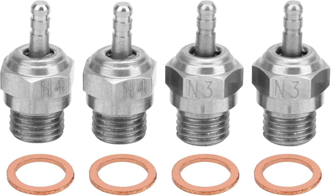 Pilipane N4 Medium Hot Spark Plug for Nitro RC Engines - Compatible wi