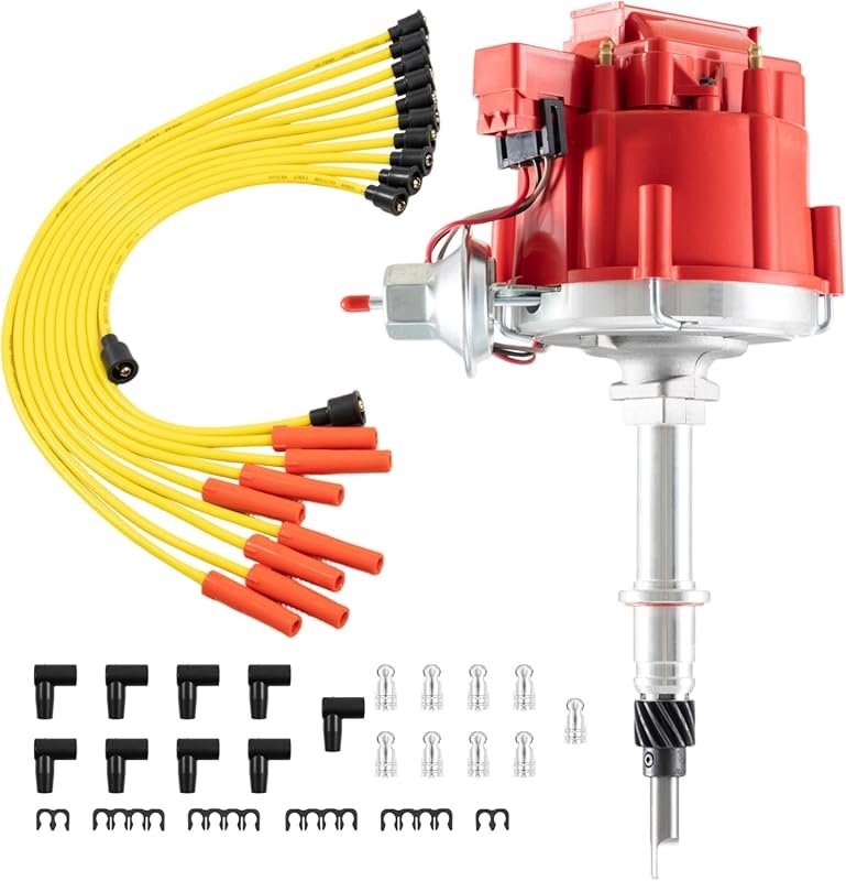 Complete Racing HEI Distributor with Spark Plug Wires for AMC Jeep 6 C