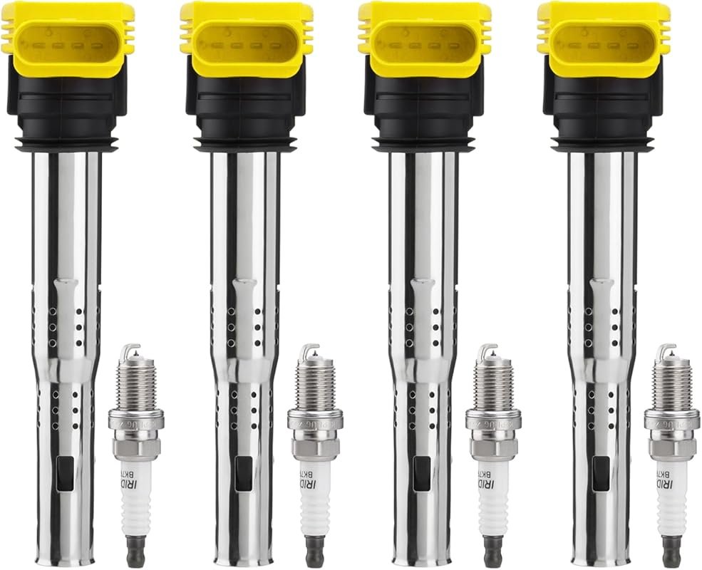 UF529 Ignition Coil Packs and 4644 Spark Plugs Set of 4 for VW Audi 20