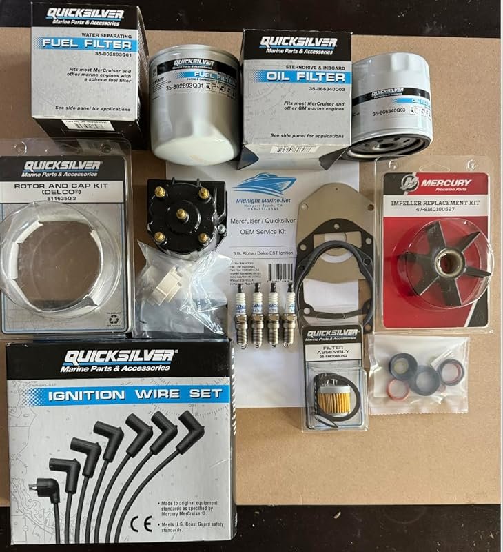 Mercruiser 3.0L LX OEM Service Kit: Fuel Oil Filters, Alpha Impeller, 
