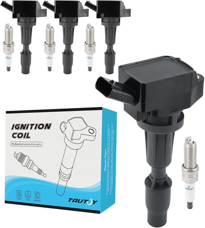 TAUTOY UF764 Set of 4 Ignition Coils and Iridium Spark Plugs for 2015-