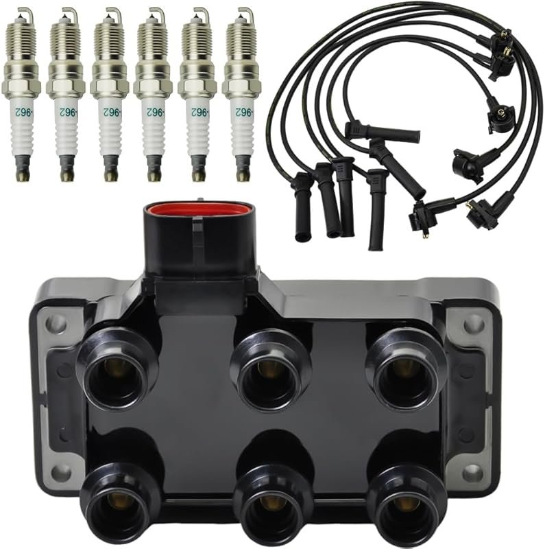 Complete DG452 Ignition Coil Pack with 6 Spark Plugs and Wire Set for 