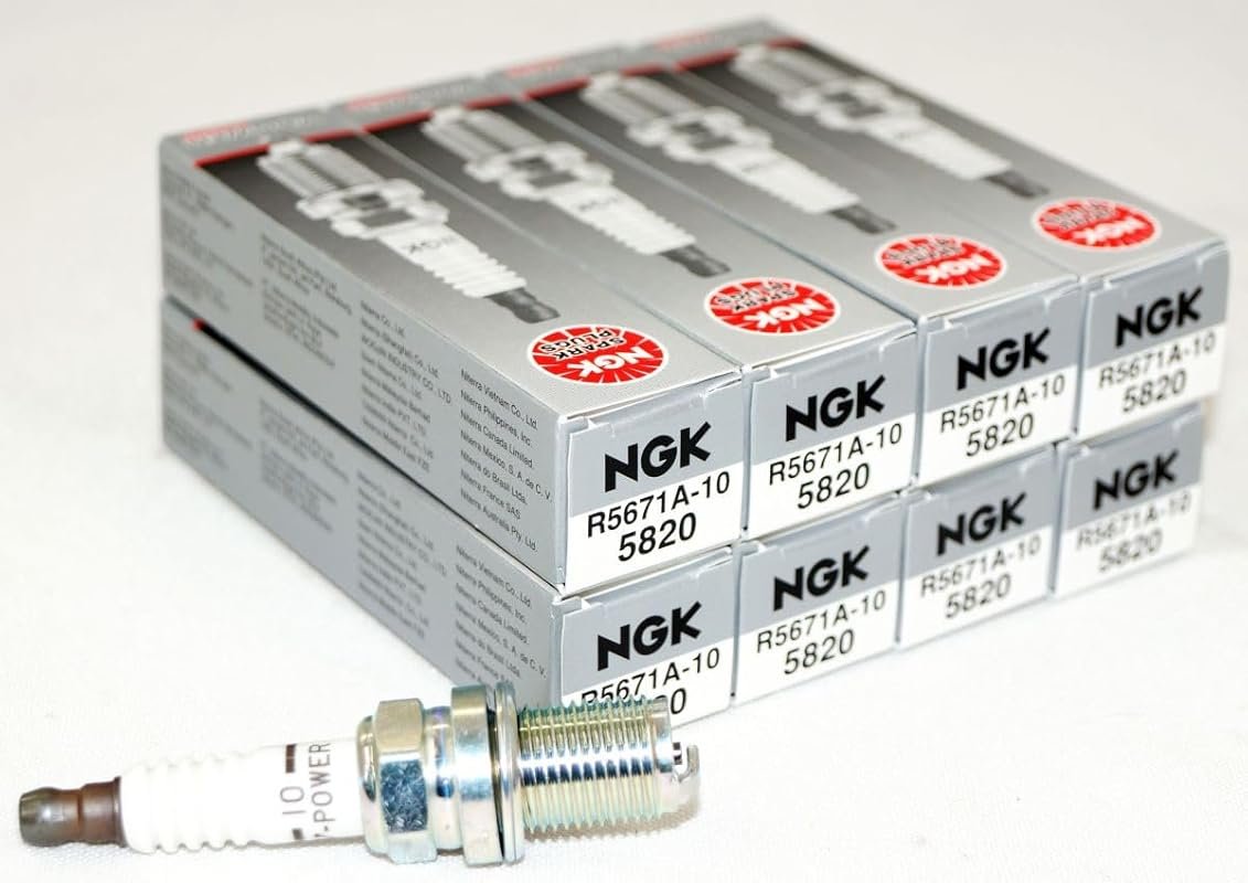 NGK R5671A-10 V Power Spark Plugs (8-Pack) for Turbo, Nitrous, Superch