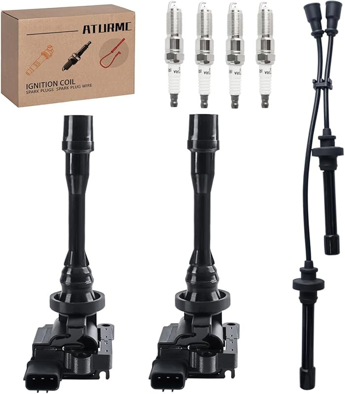 UF295 Set of 2 Ignition Coils with 4 Iridium Spark Plugs and 2 Wire Se