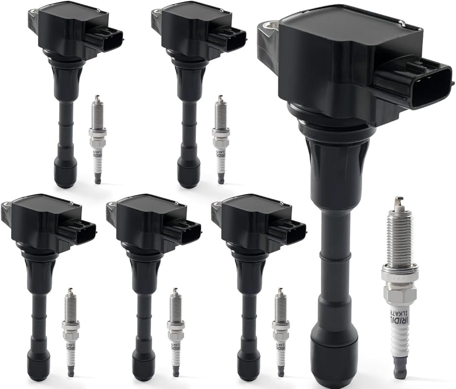 Ignition Coil Pack and Iridium Spark Plugs 6-Set for Nissan Infiniti V