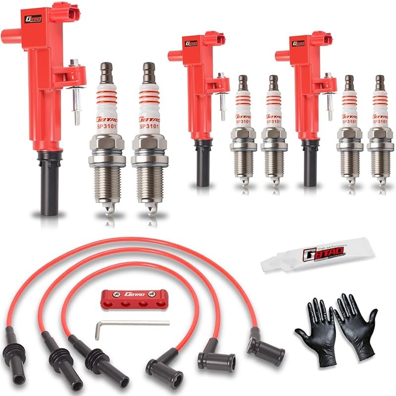 Upgraded Set of 3 Ignition Coils and 6 Spark Plugs for 2009-2012 Dodge