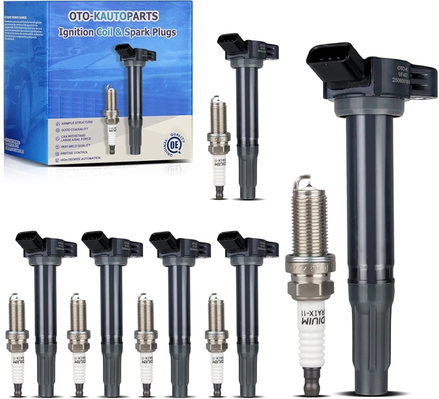 OTO-K Ignition Coil Packs and Iridium Spark Plugs UF487 6619 for Toyot