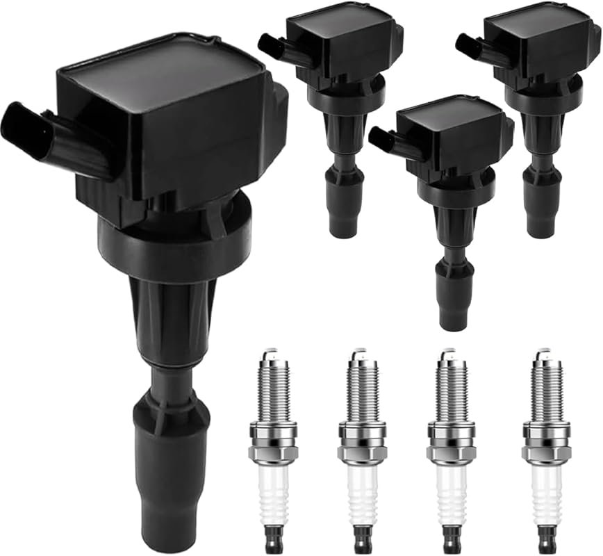 4 Pack Ignition Coils and Spark Plugs for Hyundai Kia 1.6L Turbo Sonat