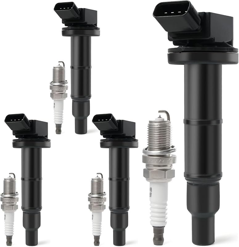 Set of 4 Ignition Coils & Iridium Spark Plugs for Toyota, Lexus, Scion