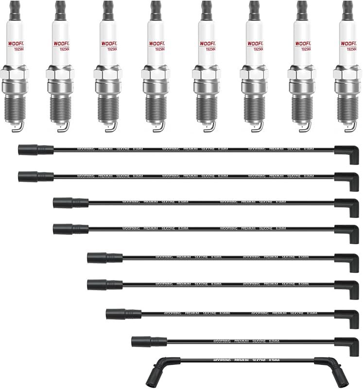 Premium Iridium Spark Plugs and Wires Kit for Chevy 5.7L 4.3L 5.0L Sil