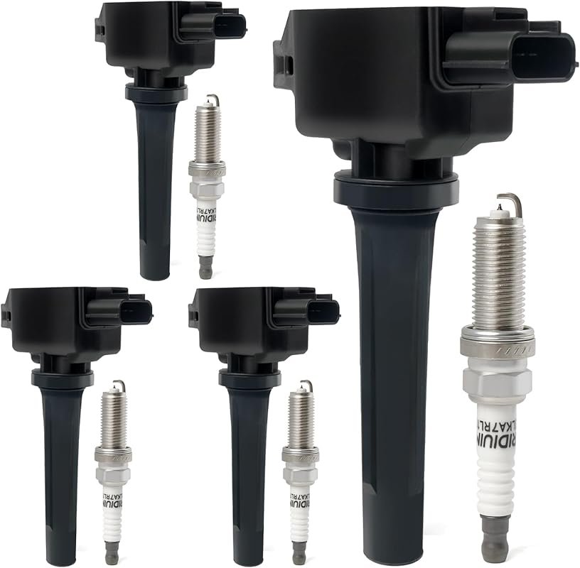 Set of 4 Ignition Coils and Iridium Spark Plugs for 2.0L 2.5L Mazda 3
