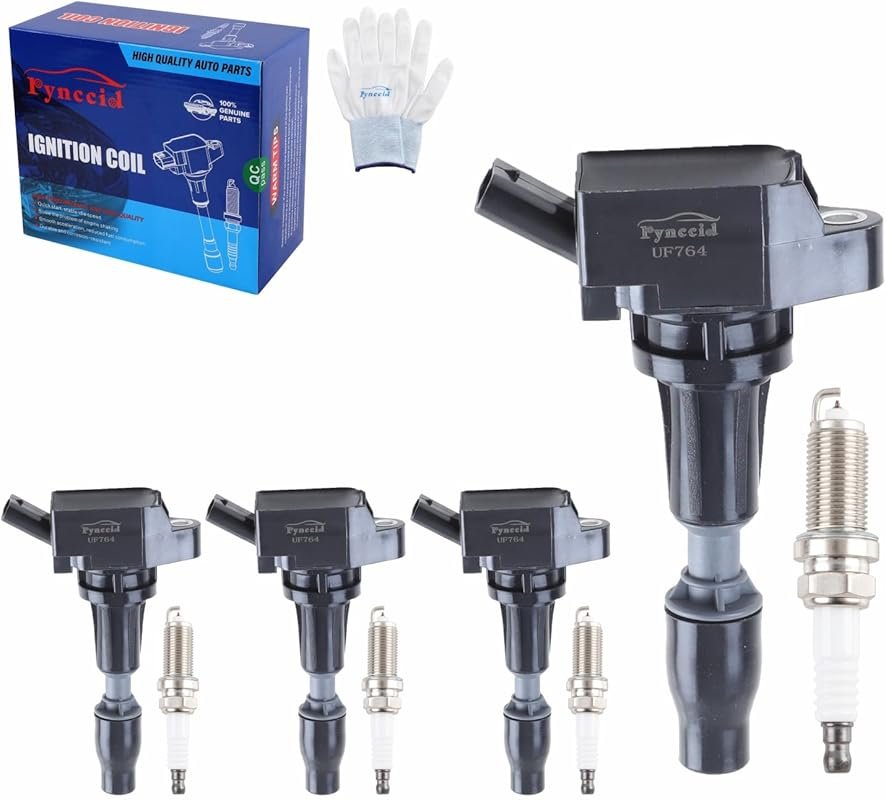 UF764 High-Performance 4-Pack Ignition Coils and Iridium Spark Plugs f