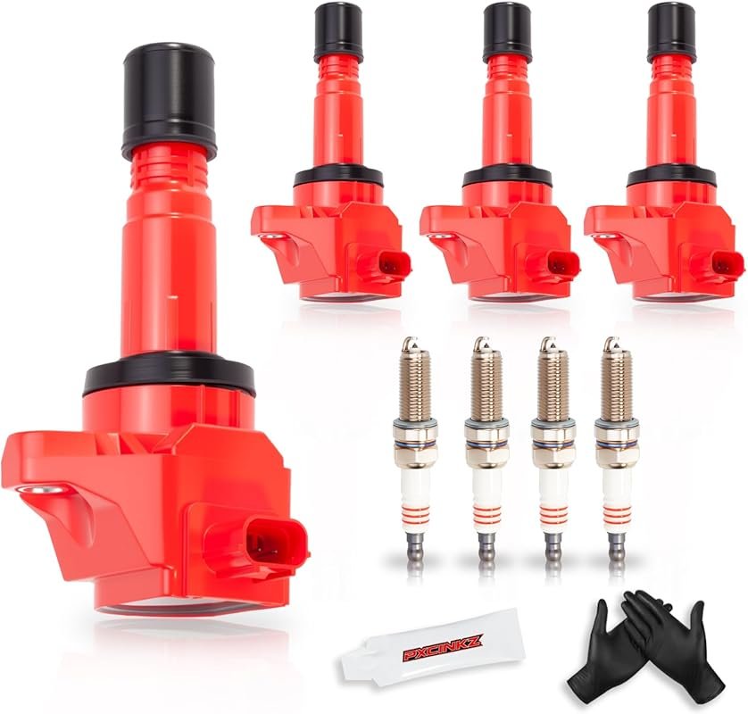 4-Pack Upgraded Ignition Coils and Spark Plugs for Honda Civic Acura I