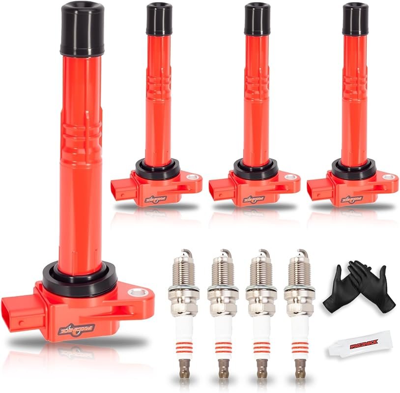 Upgraded Ignition Coil and Spark Plug Set of 4 for Honda CR-V Accord C