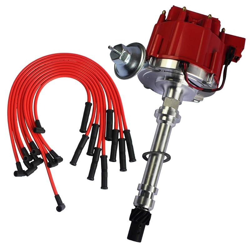 JDMSPEED HEI Distributor with Spark Plug Wires Silicone Combo Kit for Chevy SBC 350 BBC 454
