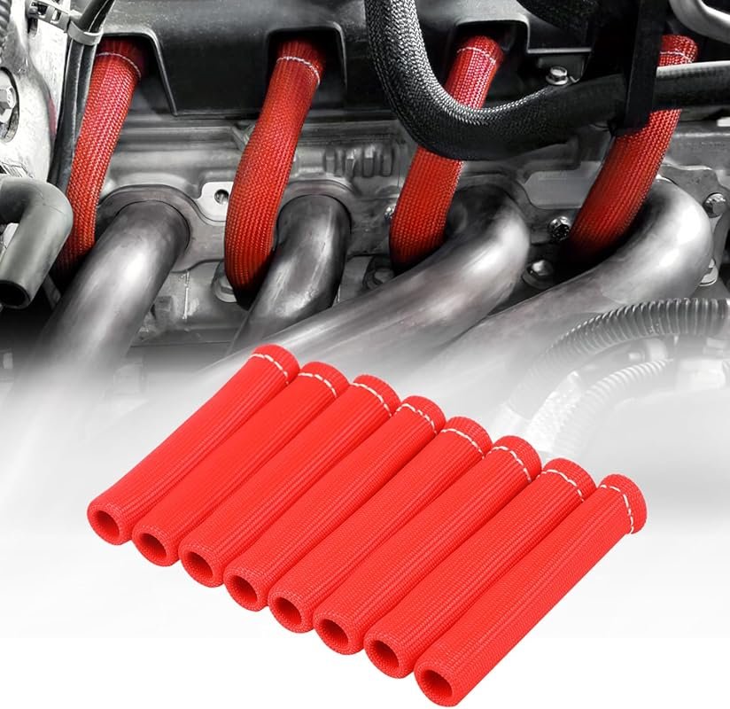8-Pack 2500° Red Spark Plug Boot Protectors for LS1/LS2/SBC/BBC 350/45
