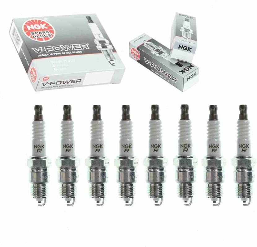 8 Piece NGK V-Power Spark Plug Set Compatible with Ford F-250 5.0L 5.8
