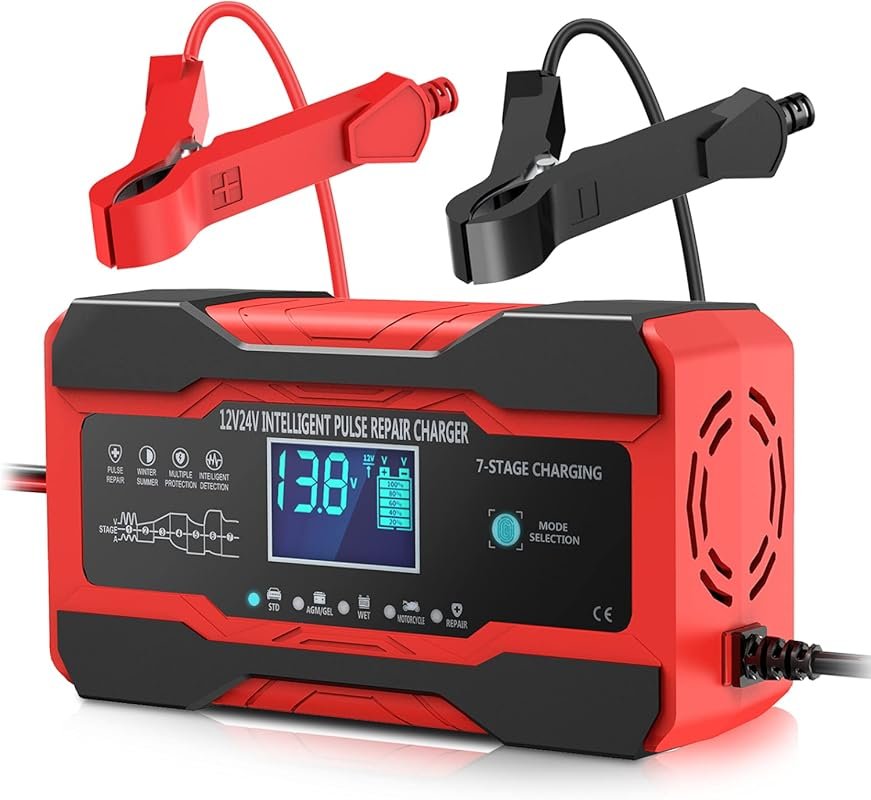 YONHAN 10A 12V/24V Smart Battery Charger, Fully Automatic Maintainer, 