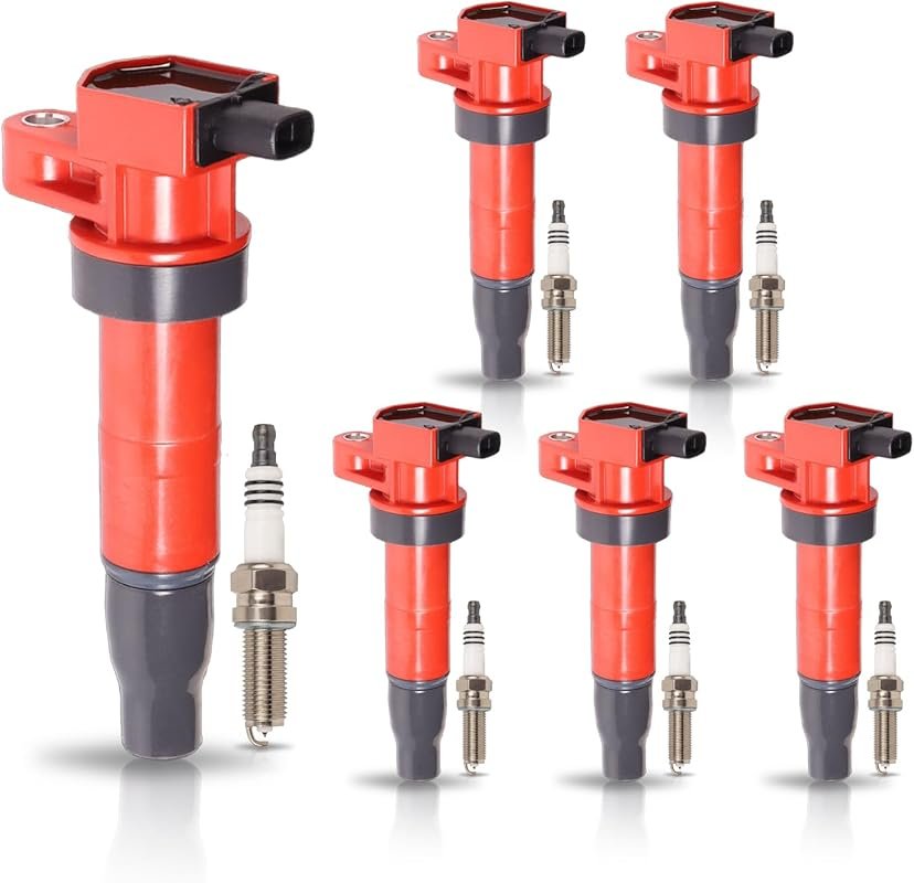 ENA 6-Piece Red Ignition Coil and Iridium Spark Plug Set for Hyundai K