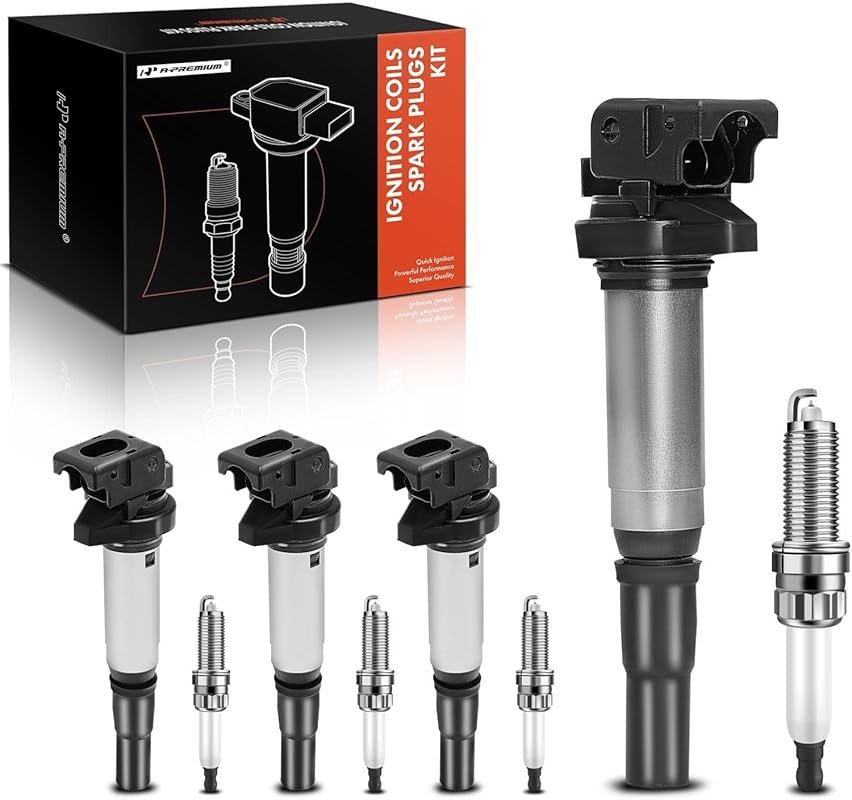 A-Premium Ignition Coil Pack and Iridium Spark Plugs Set for Mini Coop