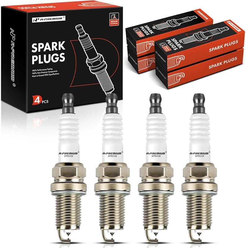 A-Premium Iridium Platinum Spark Plugs 4-Piece Set for Jeep, Dodge, an