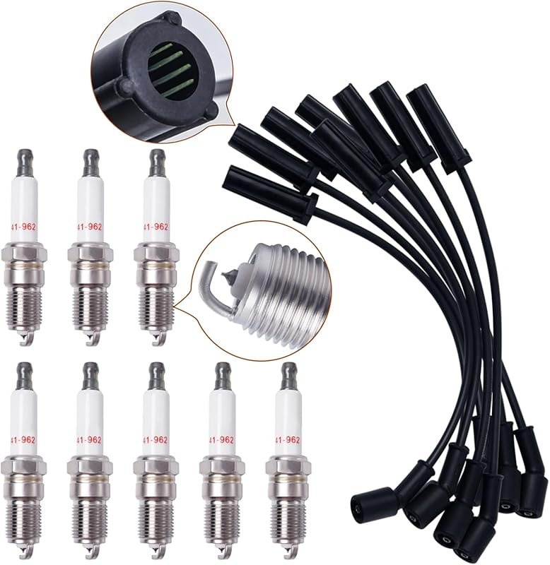 Spark Plug Wire and Iridium Spark Plug Kit for Chevy GMC Cadillac 4.8L