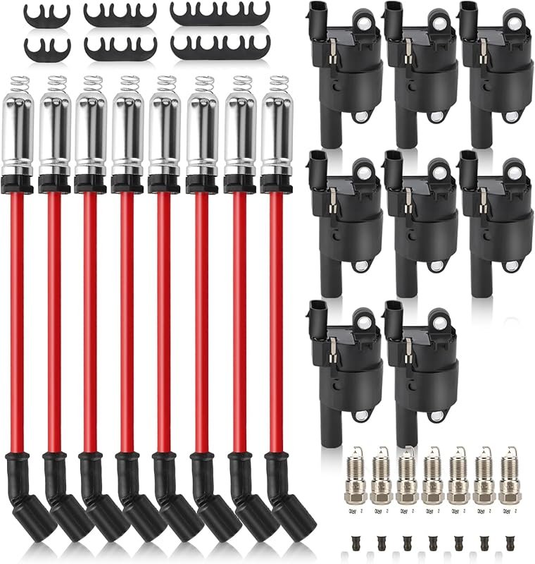 Ignition Coils Double Iridium Spark Plugs and 10.2mm Wire Set for Chev